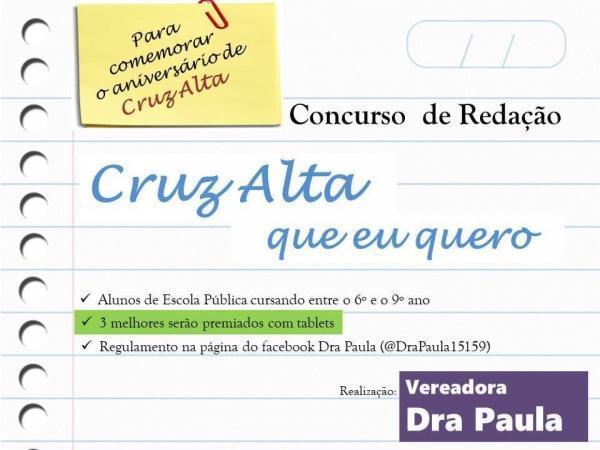 Vereadora Dra. Paula lança concurso de redação 