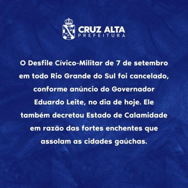 Desfiles do 7 de setembro são cancelados em todo o estado