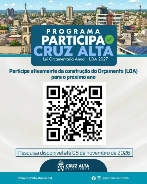 Prefeitura de Cruz Alta abre votação para definir prioridades da LDO 2027