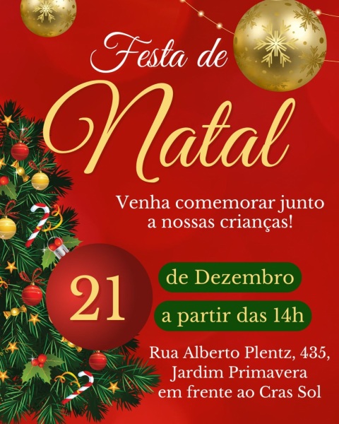 UM ENCANTO DE NATAL> Cras Sol realizará grande festa de natal no dia 21 