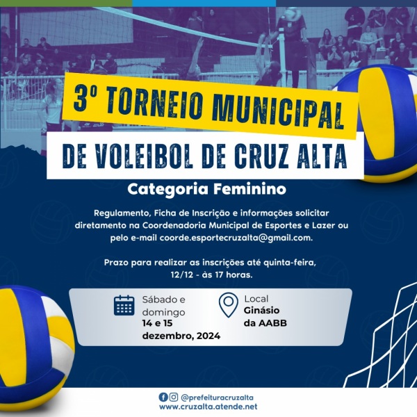 EM DOIS FINAIS DE SEMANA> Vem aí os Torneios Municipais  de Vôlei em Cruz Alta