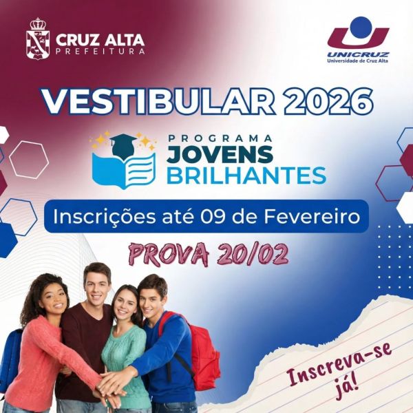 Programa Jovens Brilhantes oferece universidade gratuita a jovens