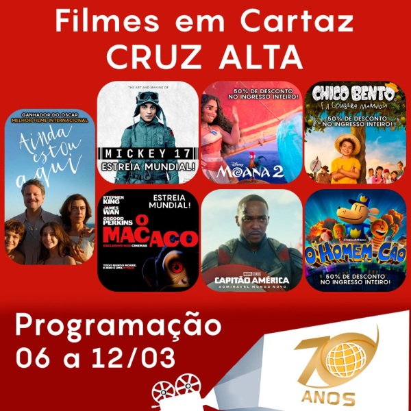 CINEMA: Confira os filmes em Cartaz neste sábado em Cruz Alta