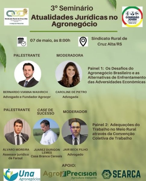 Seminário de Atualidades Jurídicas no Agronegócio acontece nesta quarta-feira