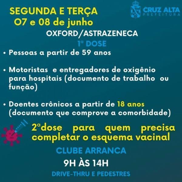 Vacinação contra a Covid-19 retorna nesta segunda-feira com ampliação de idade
