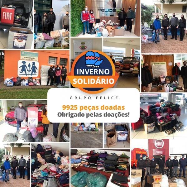 Grupo Felice arrecada mais de 9 mil peças na campanha Inverno Solidário