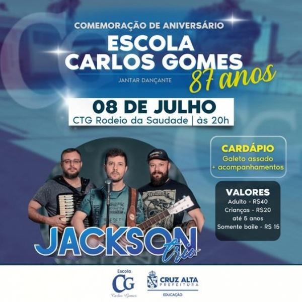 Escola Carlos Gomes comemora 87 anos com jantar baile neste sábado