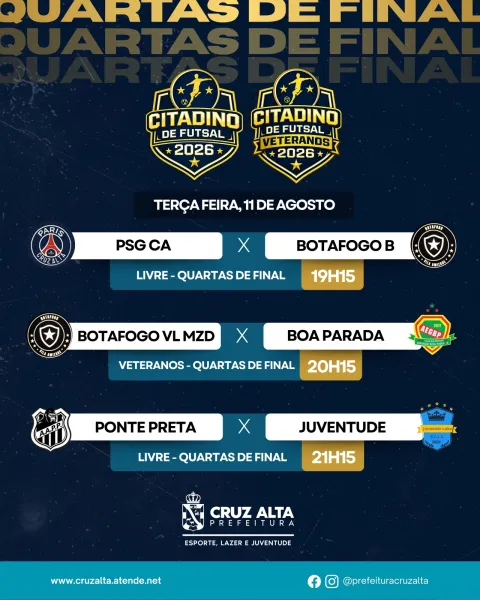 Quartas de final do Citadino de Futsal acontecem nesta terça-feira