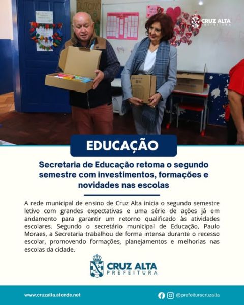 Mais de 5 mil alunos retornam às aulas na rede municipal de Cruz Alta