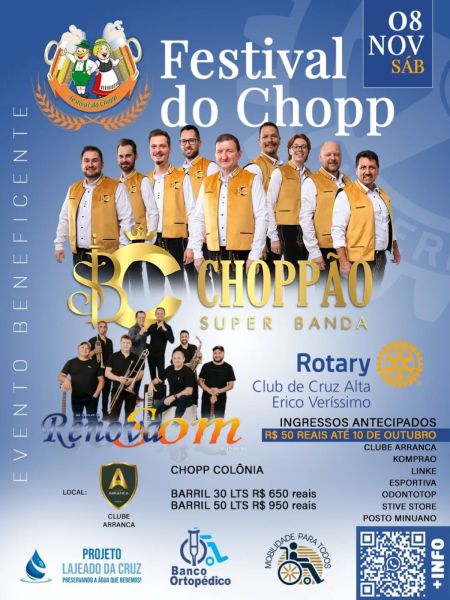 HOJE> Rotary Erico Verissimo celebra 20º Festival do Chopp no Clube Arranca