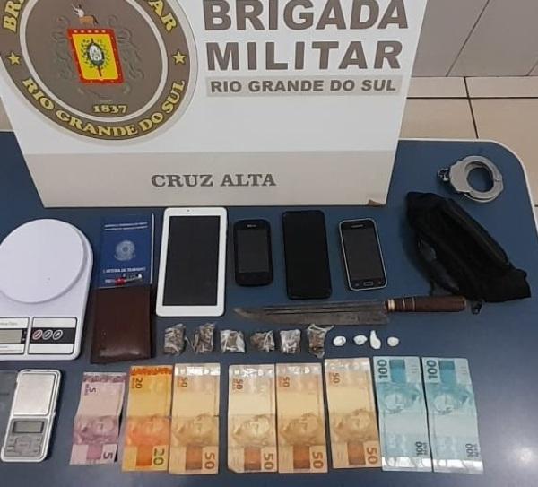 Brigada Militar de Cruz Alta prende homem de 23 anos por tráfico de drogas