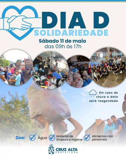 SIRVAM NOSSAS FAÇANHAS> Cruz Alta organiza o dia D Solidariedade sábado dia 11