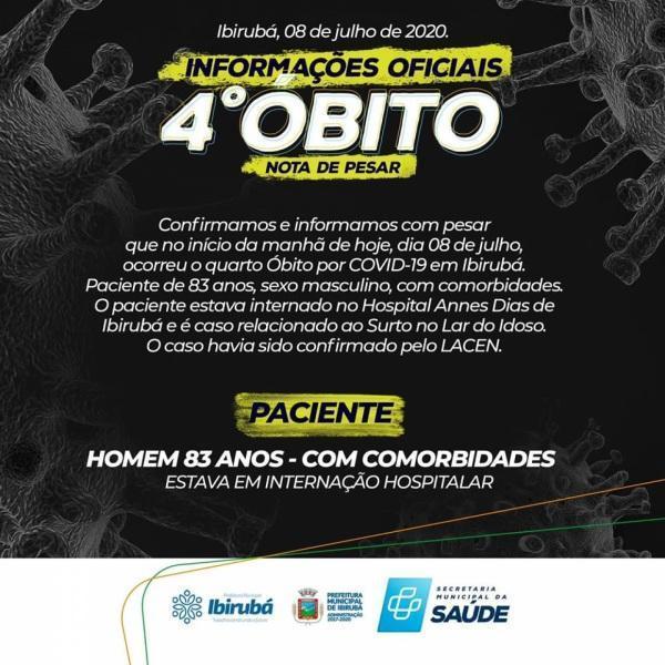 Ibirubá registra o quarto óbito por Covid-19