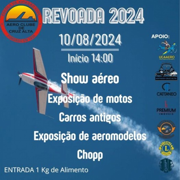 É HOJE! Revoada 2024 promete espetáculo aéreo e atrações diversas em Cruz Alta