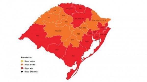 Mapa preliminar do Distanciamento Controlado tem 12 regiões em vermelho