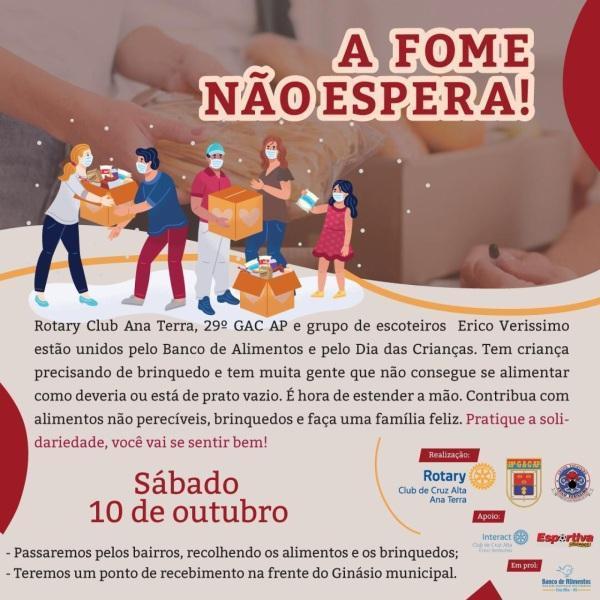Campanha de Arrecadação de alimentos e brinquedos será realizada neste sábado