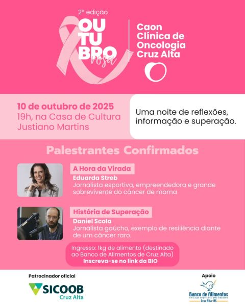 SEXTA>CAON promove 2ª edição do Outubro Rosa na casa de cultura em Cruz Alta