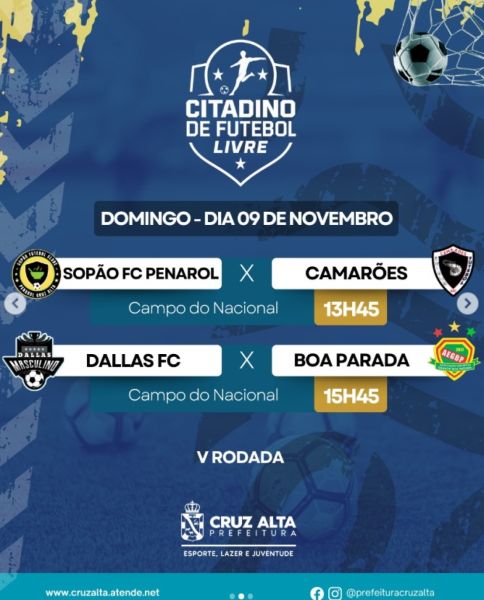 5ª rodada do Citadino de Futebol Livre movimenta campos de Cruz Alta