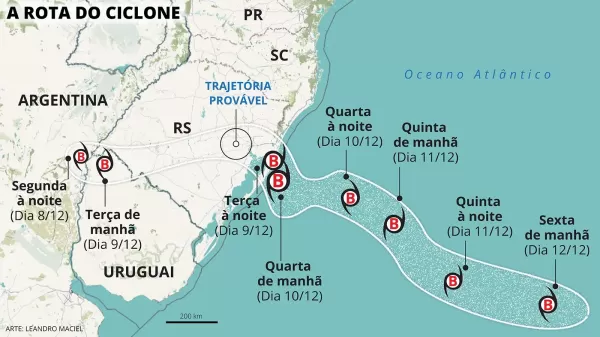 CICLONE EXTRATROPICAL> Chuva deve ser intensa nesta terça-feira, com temporais