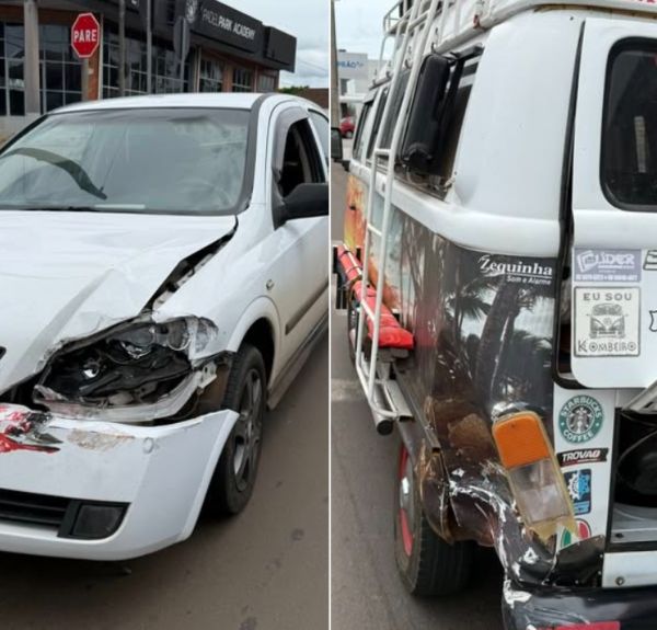 Colisão entre carro e Kombi é registrada na Avenida Plácido de Castro