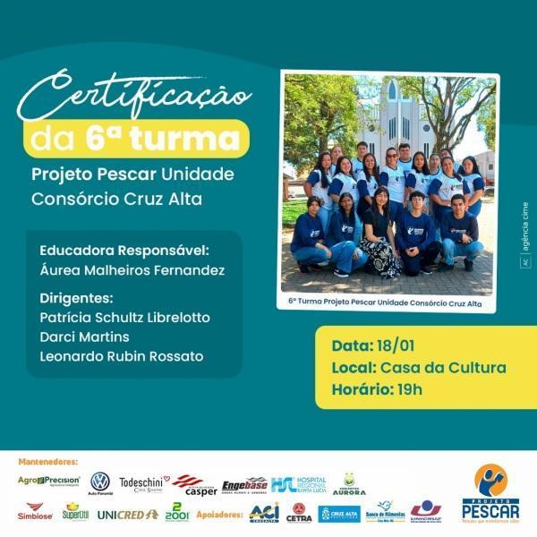 PROJETO PESCAR:Cerimônia de Formatura será no dia 18 de Janeiro