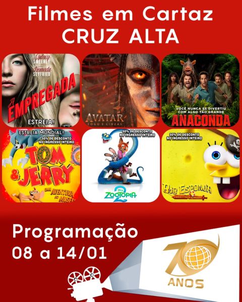 DOMINGO: Confira a programação de filmes  no Cine Globo de Cruz Alta