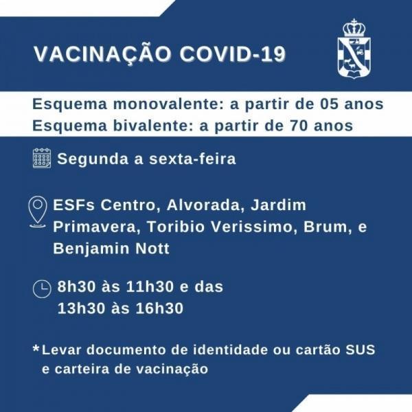 COVID: vacinação segue nesta sexta-feira em seis unidades de saúde