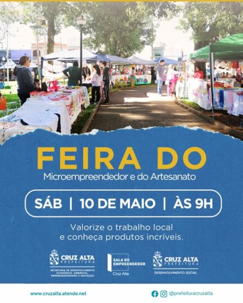 Feira do Microempreendedor e do Artesanato será neste sábado em Cruz Alta