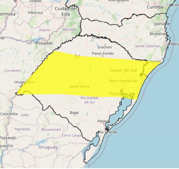 Inmet emite alerta amarelo de baixa umidade para parte do Rio Grande do Sul
