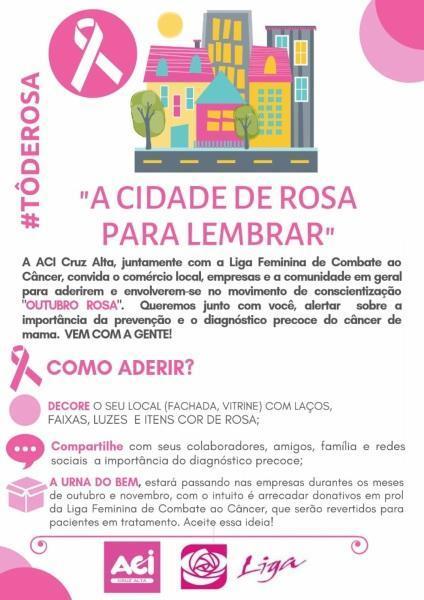 ACI e Liga de Combate ao Câncer lançam campanha alusiva ao Outubro Rosa