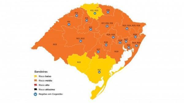 RS volta a ter bandeiras amarelas no mapa do Distanciamento Controlado