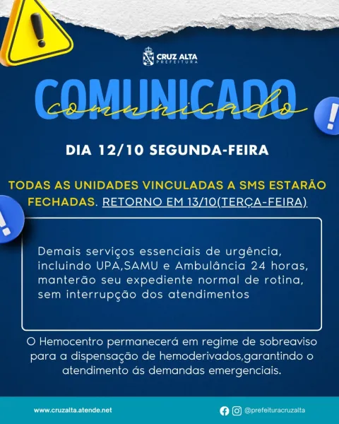 Unidades de Saúde fecham amanhã; urgências mantêm atendimento na UPA