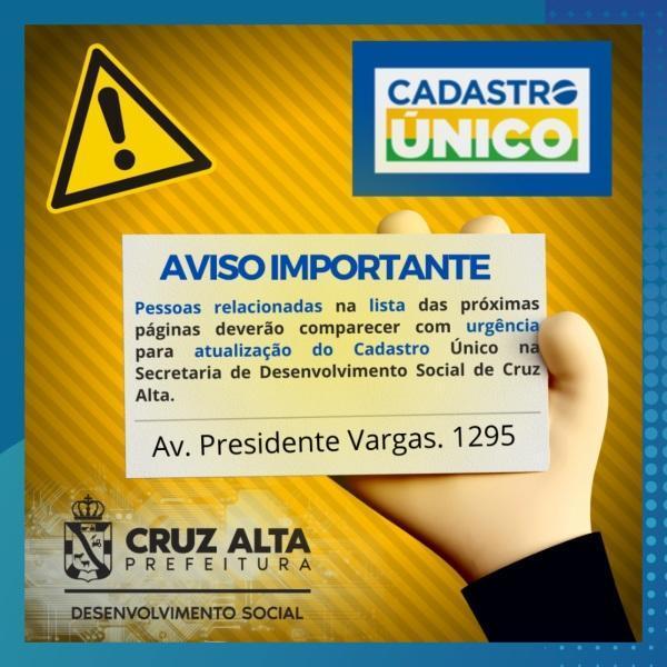 SDS divulga lista com nomes de cadastros irregulares do Cad Único