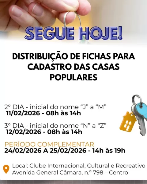 CONTINUA > Retirada de fichas para inscrição de casas populares em Cruz Alta