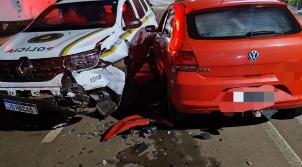 Viatura da BM é atingida por veículo no centro da cidade de Panambi