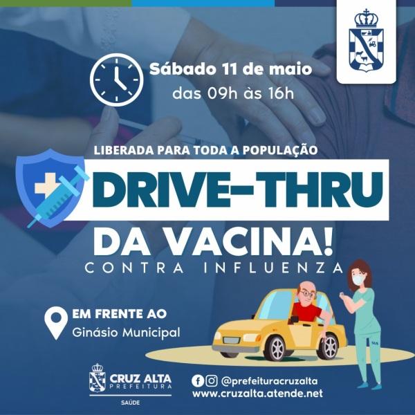 É HOJE!> O Drive-thru de vacinação contra a gripe em frente ao Ginásio 