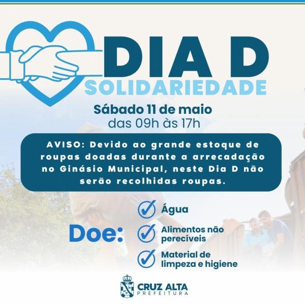 É HOJE!>  Cruz Alta mobilizada para o dia D arrecadação de donativos  