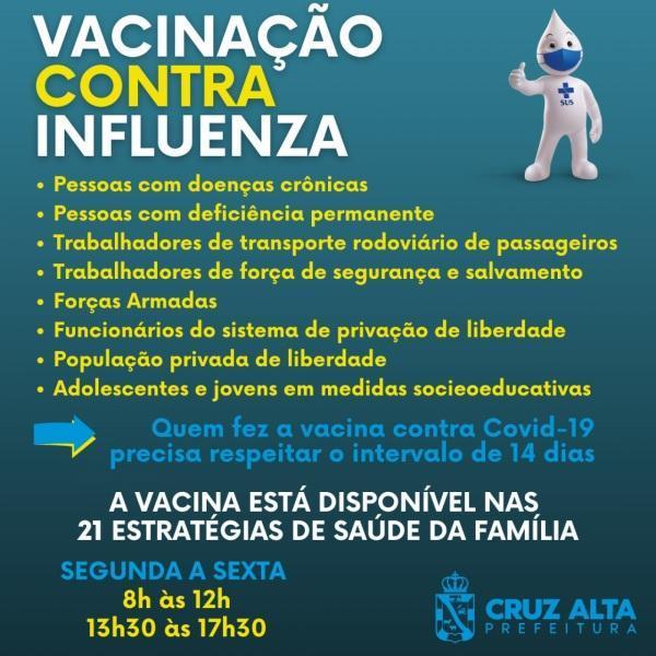 Cruz Alta iniciou a terceira etapa da vacinação contra a Influenza