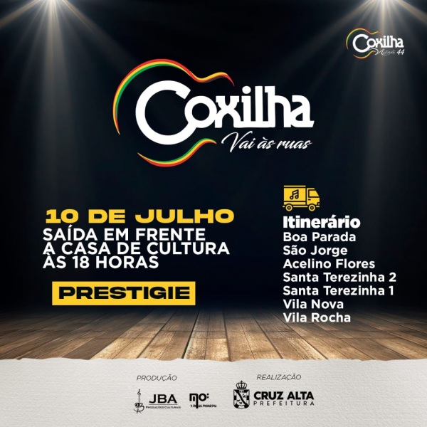 DAQUI A POUCO> Começa o Coxilha vai às ruas em Cruz Alta; confira os bairros