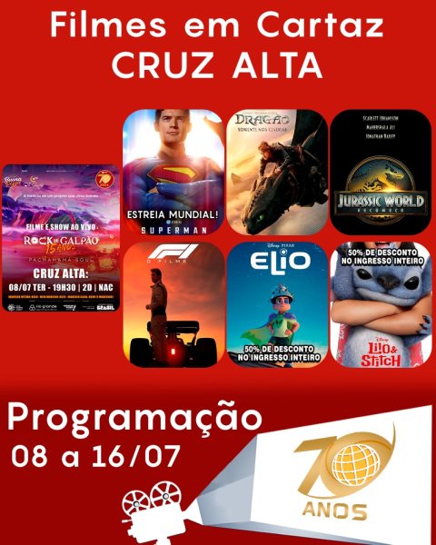 CINEMA: Confira os filmes em Cartaz neste sábado em Cruz Alta