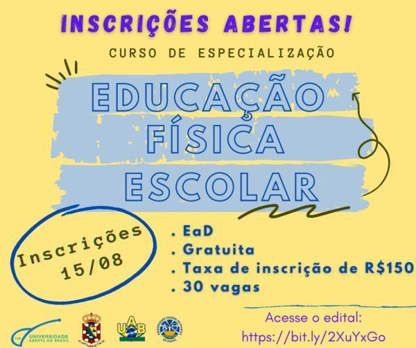 Estão abertas as inscrições para Especialização em Educação Física na UAB 