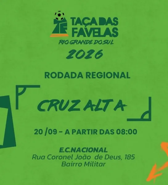 Cruz Alta recebe rodada regional da Taça das Favelas dia 20 no Nacional