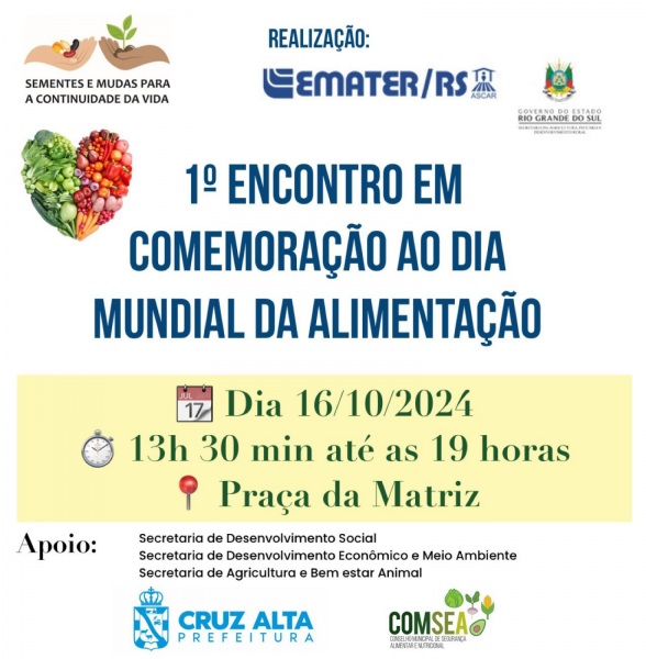 Cruz Alta realiza 1° Encontro em comemoração ao Dia Mundial da Alimentação