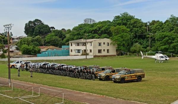 Operação da Brigada Militar utiliza helicóptero em Cruz Alta