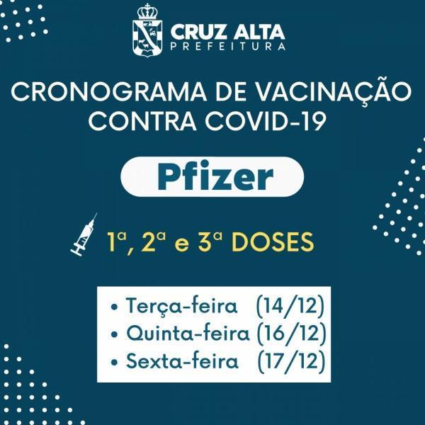 Cronograma de vacinação contra a Covid-19 na próxima semana em Cruz Alta
