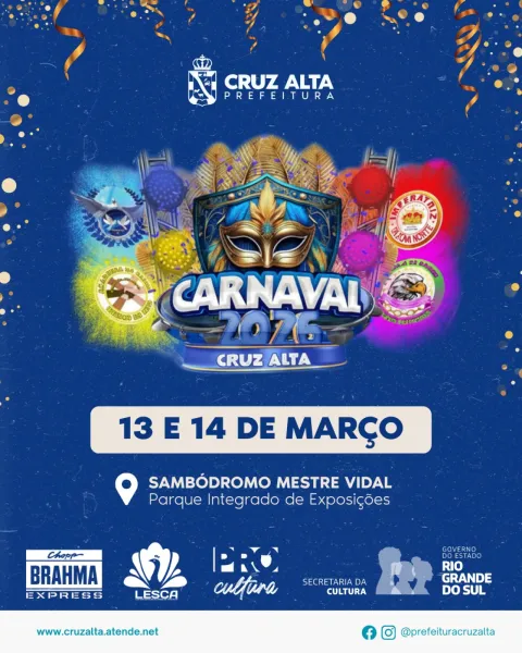 CARNAVAL EM CRUZ ALTA> Amanhã ensaio técnico, sábado os desfiles 