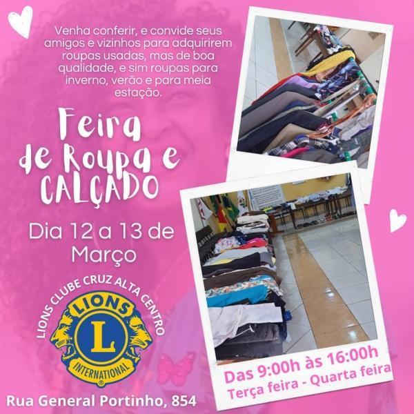 Feira de Roupas e calçados do Lions Clube Cruz Alta Centro começa hoje