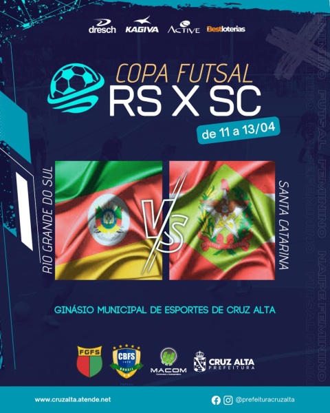 HOJE>Cruz Alta sedia Copa Futsal RS x SC com seleções masculinas e femininas