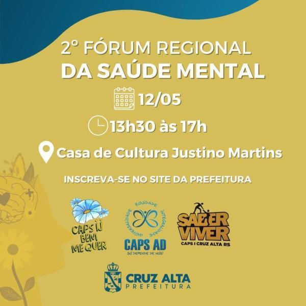 Fórum Regional de Saúde Mental acontece nesta sexta-feira na Casa de Cultura