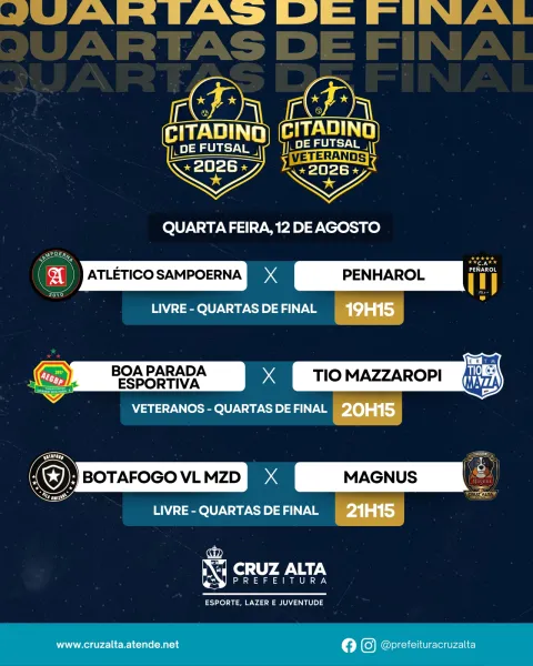 Quartas de final do Citadino de Futsal movimentam a noite desta quarta